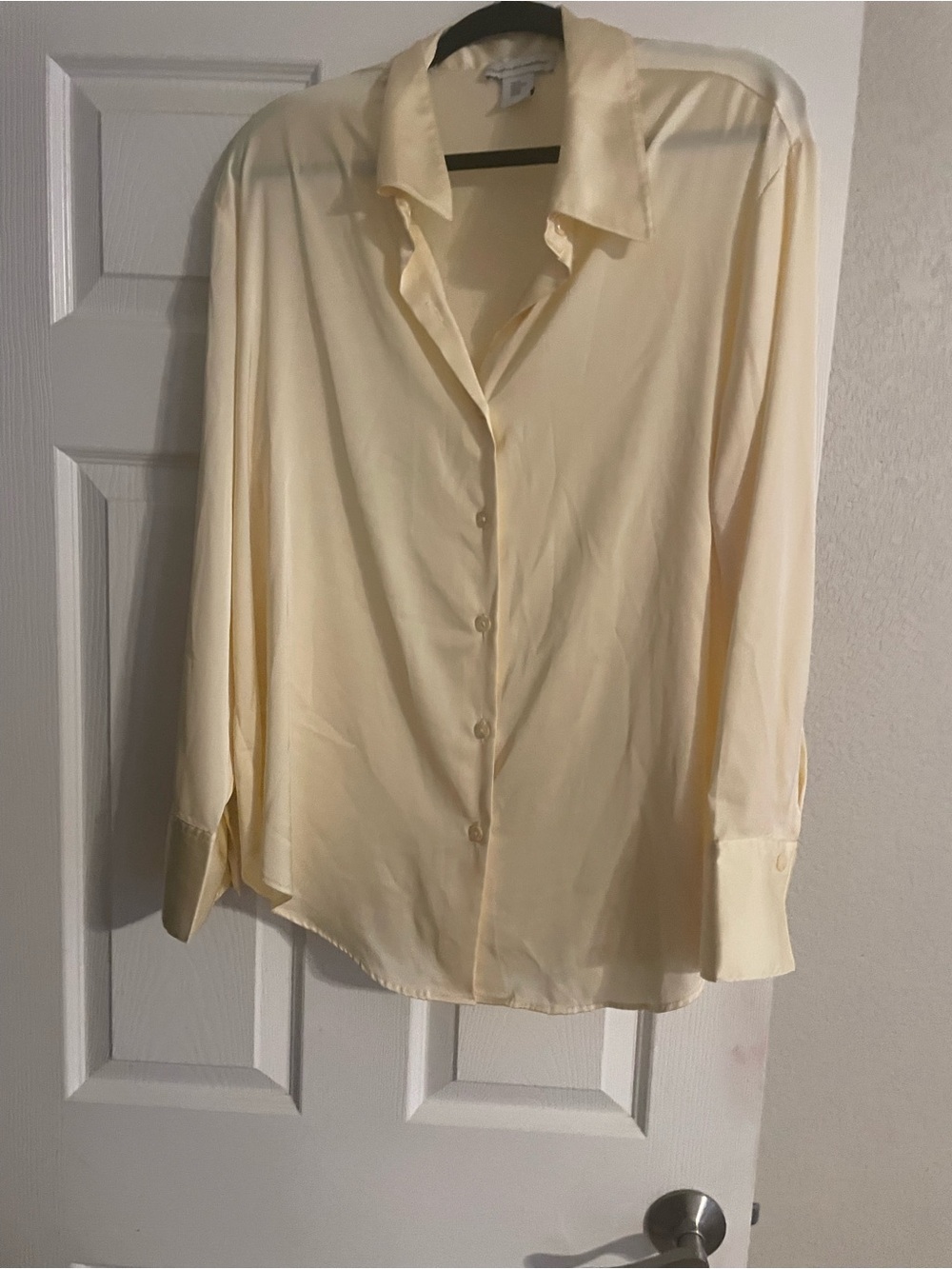 cupcakes & cashmere Pale Yellow Button-Front Silk Blouse